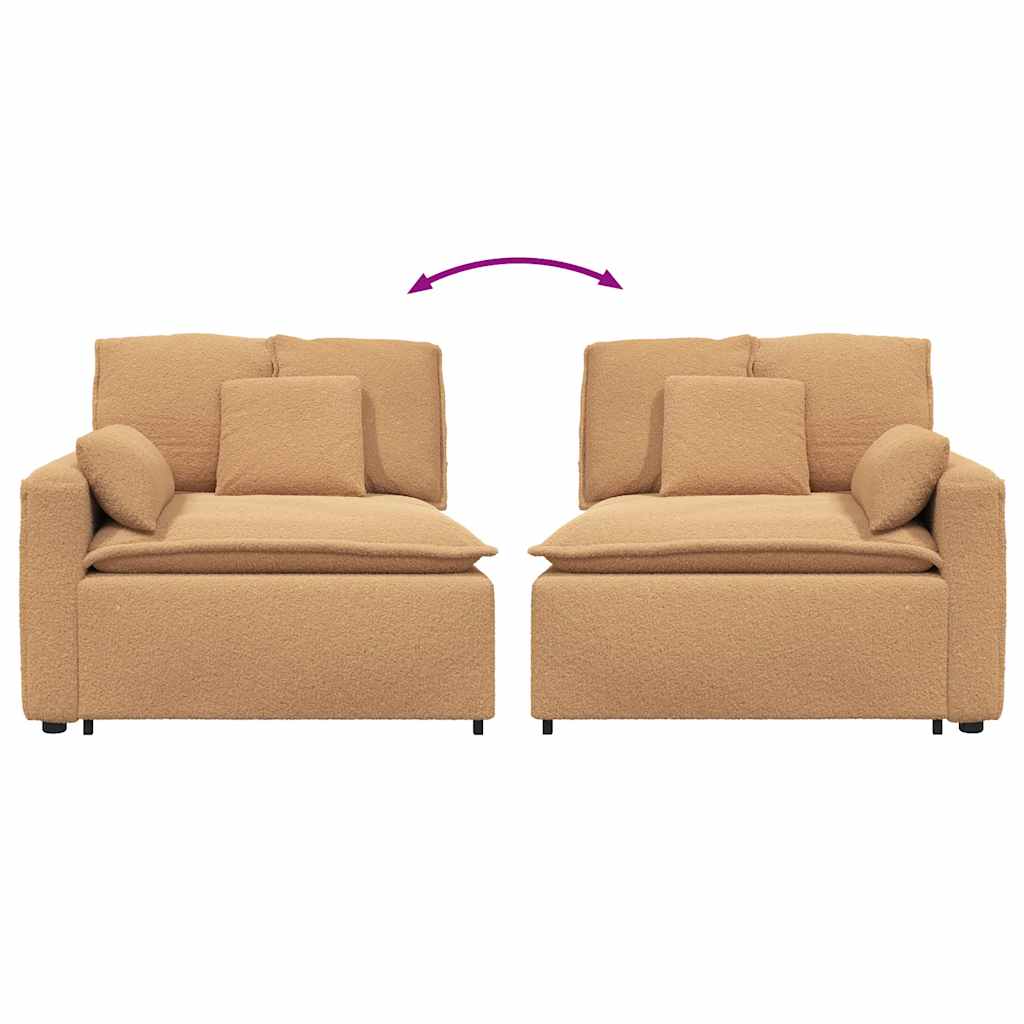 Modulares Sofa Endmodul mit Armlehne Kissen Beige 100 cm