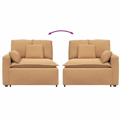 Modulares Sofa Endmodul mit Armlehne Kissen Beige 100 cm