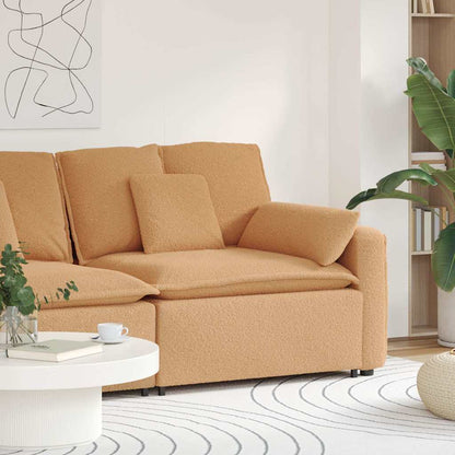 Modulares Sofa Endmodul mit Armlehne Kissen Beige 100 cm