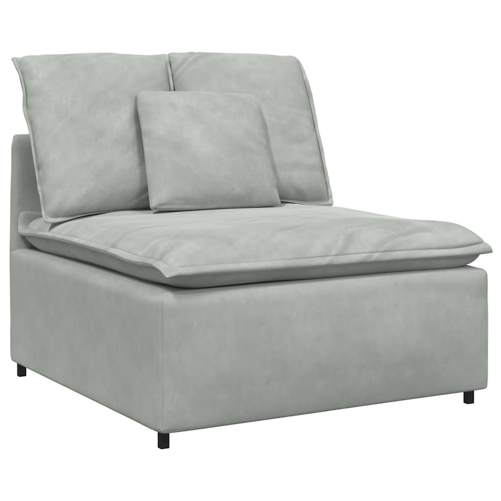 Modulares Sofa Mittelmodul mit Kissen Hellgrau 100 cm