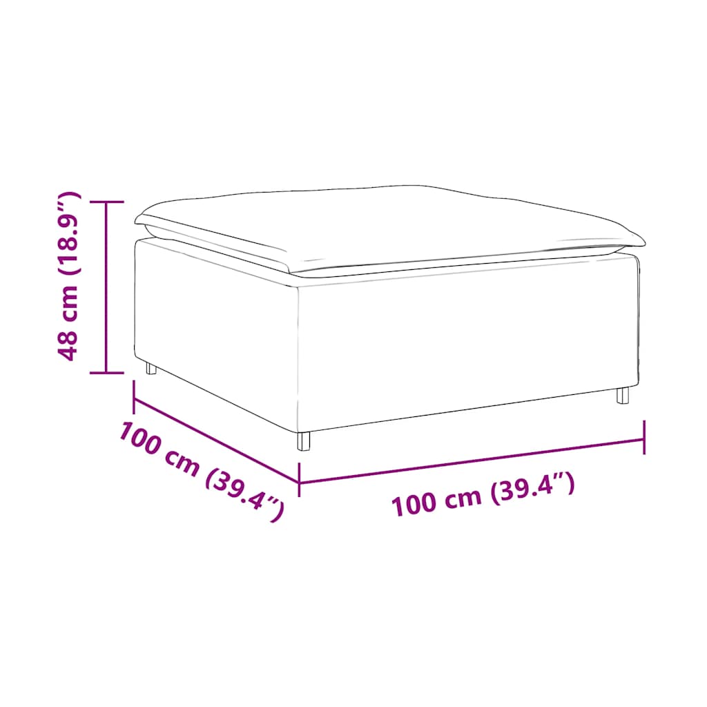 vidaXL Modulares Sofa-Fußhocker-Modul Hellgrau 100 x 100 x 48 cm