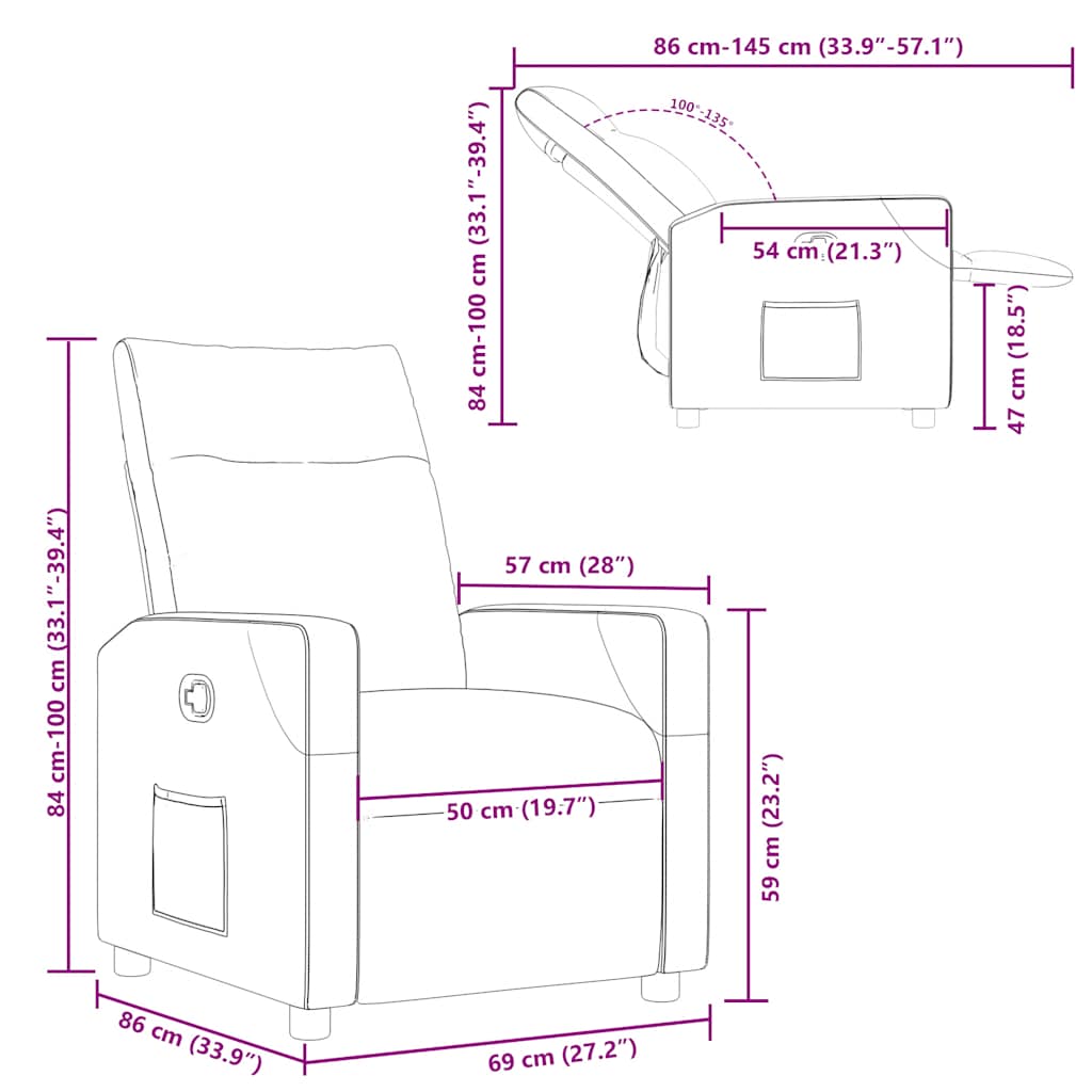 vidaXL Relaxsessel Schwarz Stoff