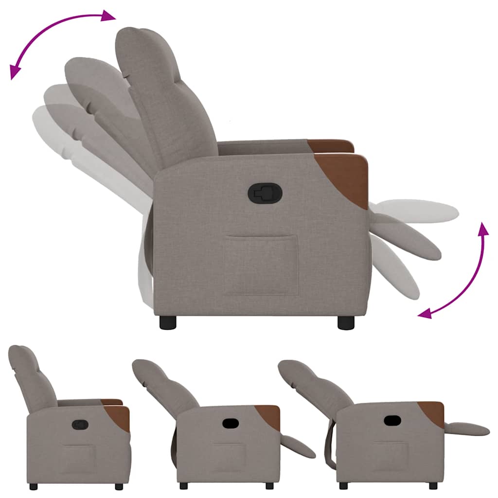 vidaXL Fauteuil relax Taupe Tissu