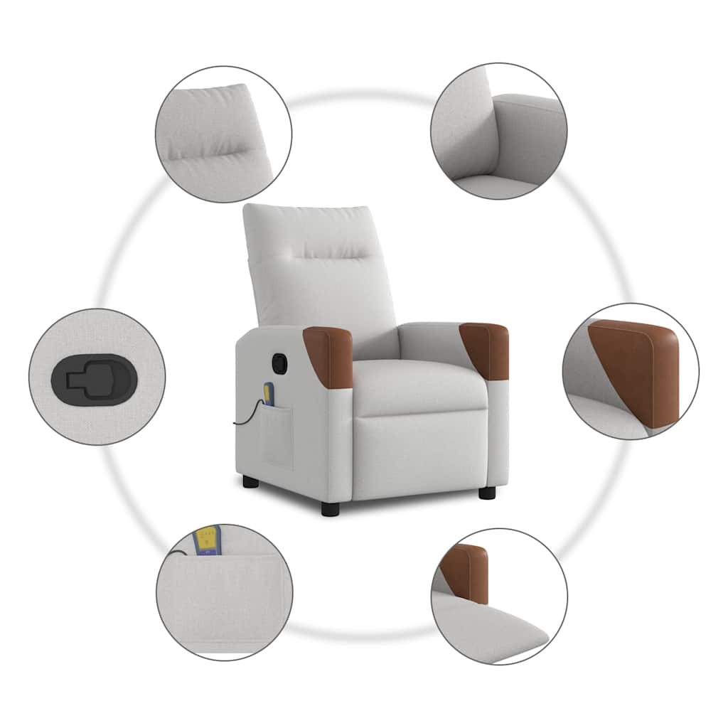 vidaXL Massagesessel Wolkengrau Stoff