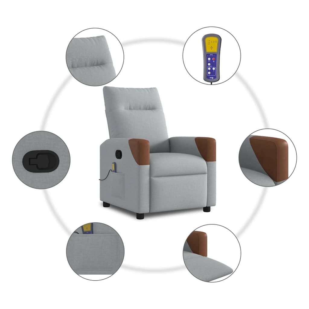 vidaXL Massagesessel Hellgrau Stoff