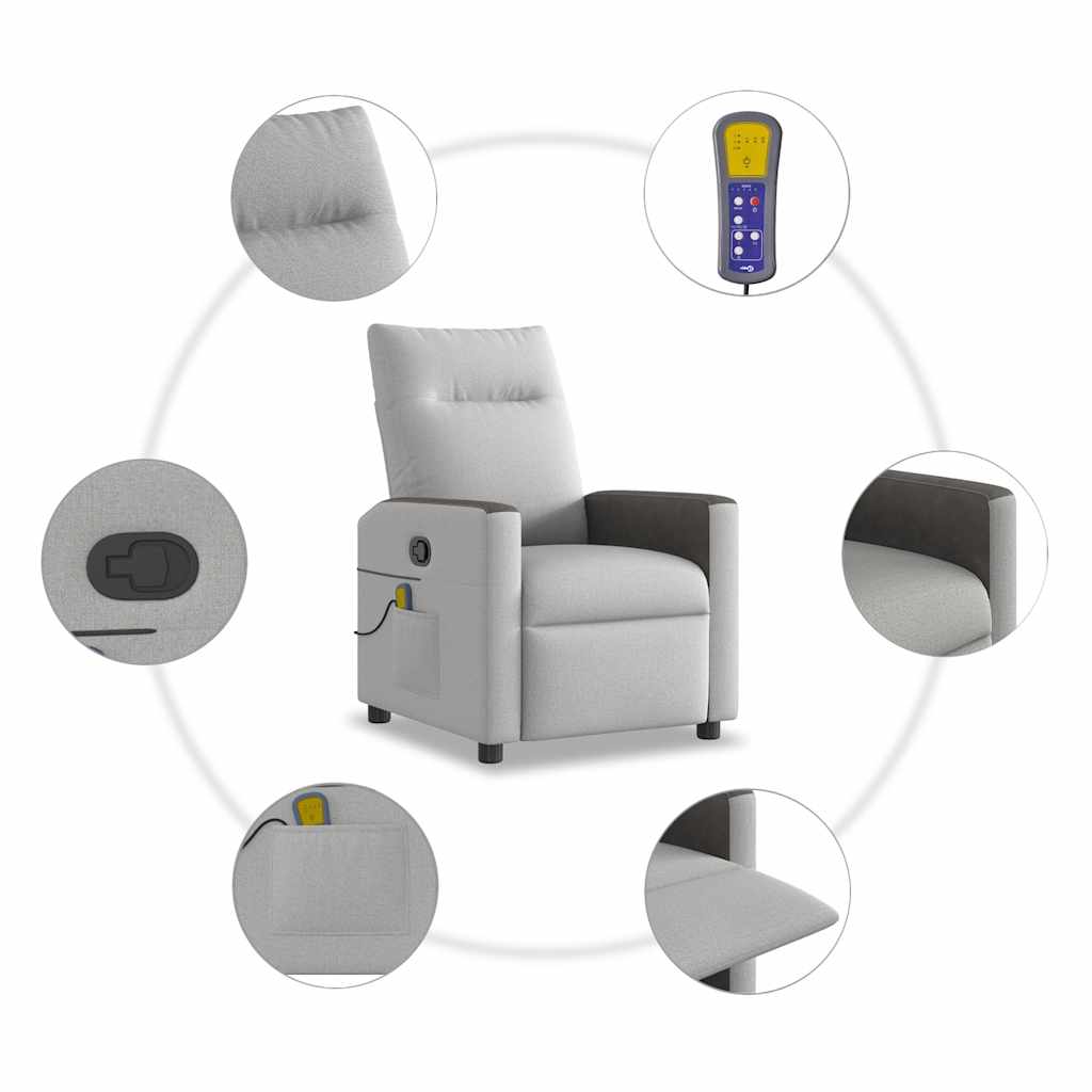 vidaXL Massagesessel Wolkengrau Stoff