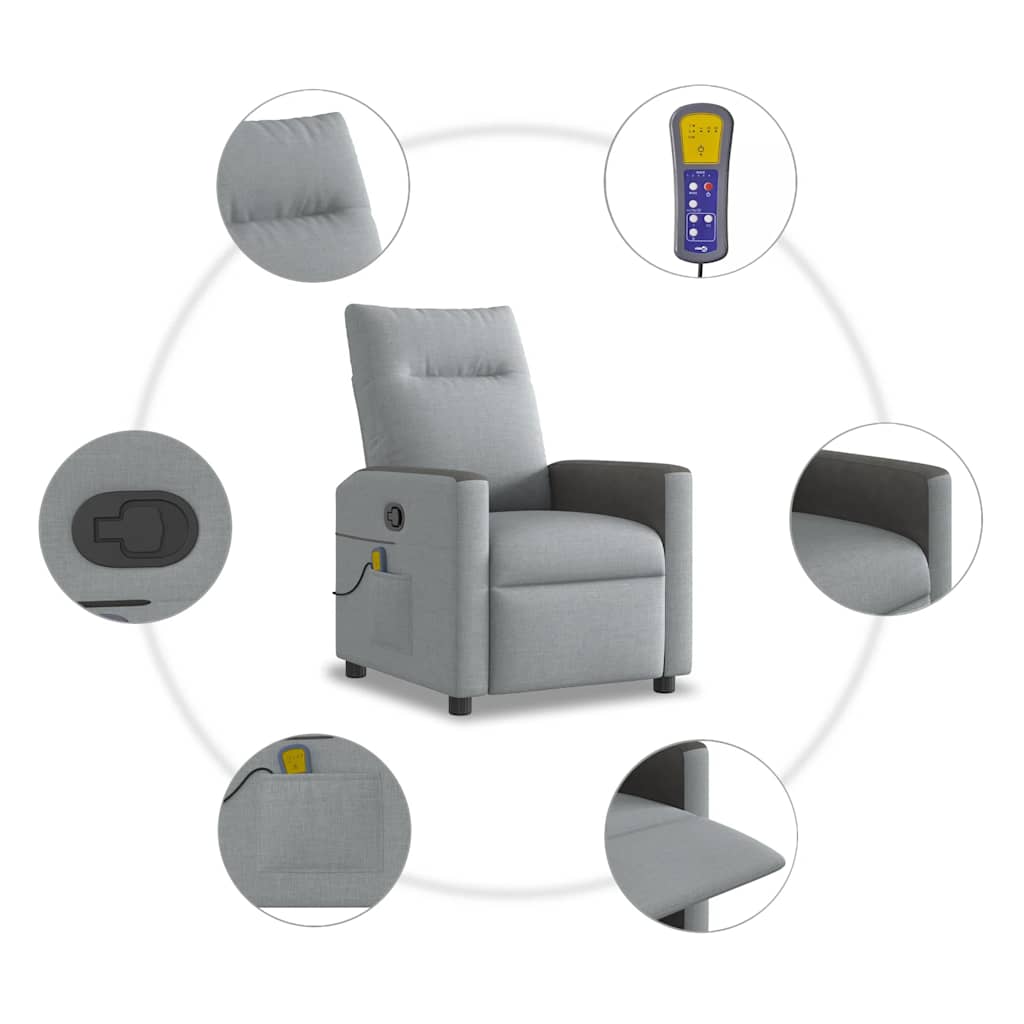 vidaXL Massagesessel Hellgrau Stoff