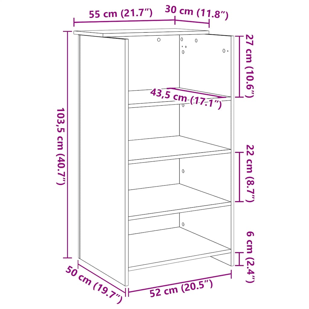 vidaXL Empfangstresen Weiß 55 x 50 x 103,5 cm Holzwerkstoff