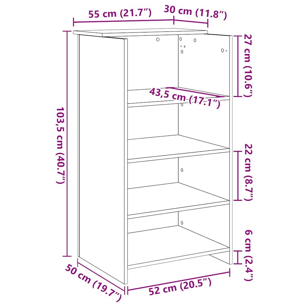 vidaXL Empfangstheke Altholz-Optik 55x50x103,5 cm Holzwerkstoff