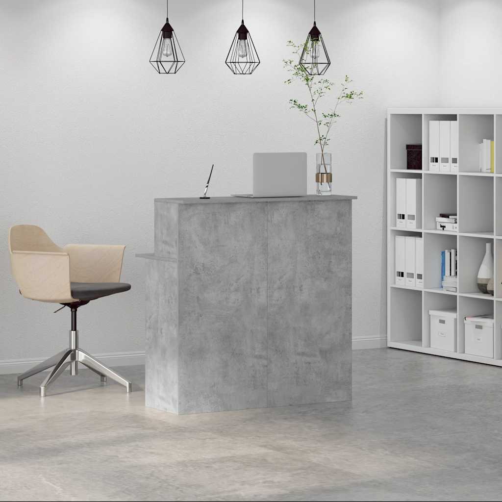 vidaXL Empfangstheke Betongrau 100x50x103,5 cm Holzwerkstoff