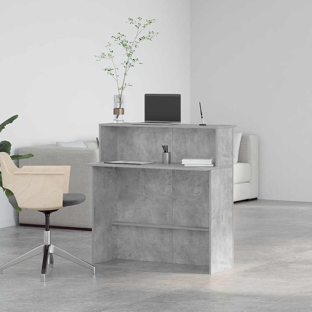 vidaXL Empfangstheke Betongrau 100x50x103,5 cm Holzwerkstoff