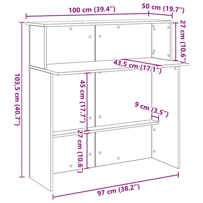 vidaXL Empfangstheke Artisan-Eiche 100x50x103,5 cm Holzwerkstoff