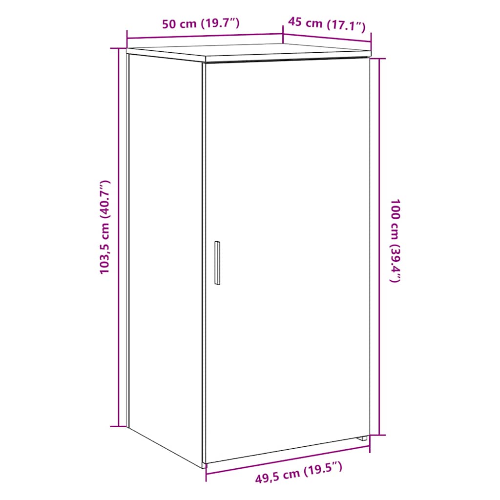 vidaXL Lagerschrank Schwarz 50 x 45 x 103,5 cm Holzwerkstoff