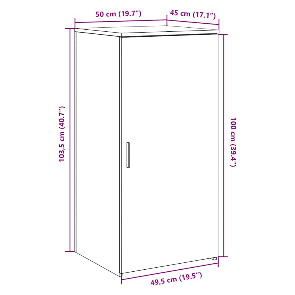 vidaXL Meuble de rangement chêne Sonoma 50x45x103,5 cm Bois d'ingénierie