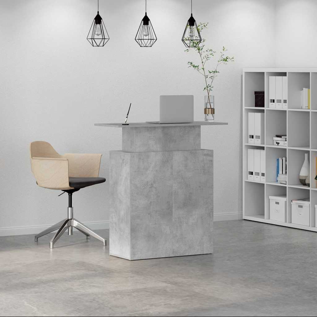 vidaXL Empfangstheke Betongrau 100x40x104 cm Holzwerkstoff