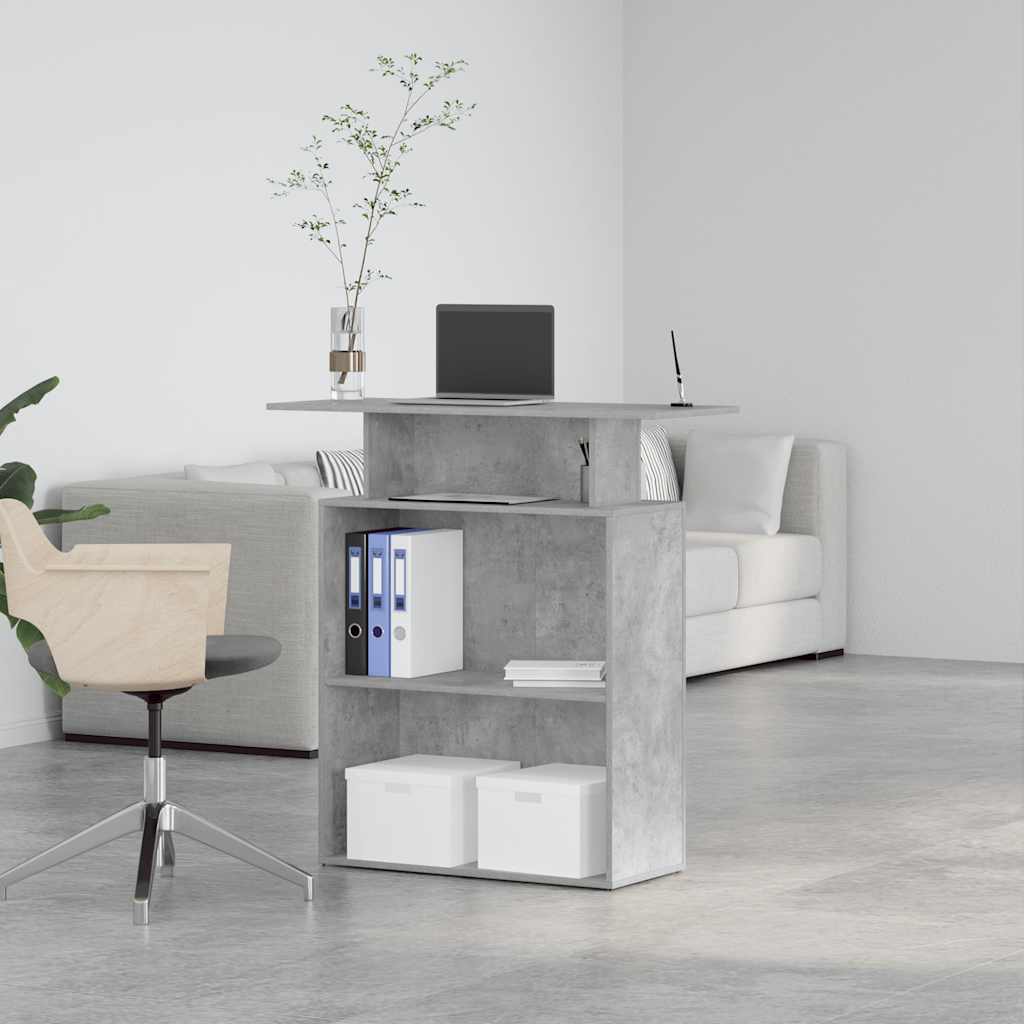 vidaXL Empfangstheke Betongrau 100x40x104 cm Holzwerkstoff