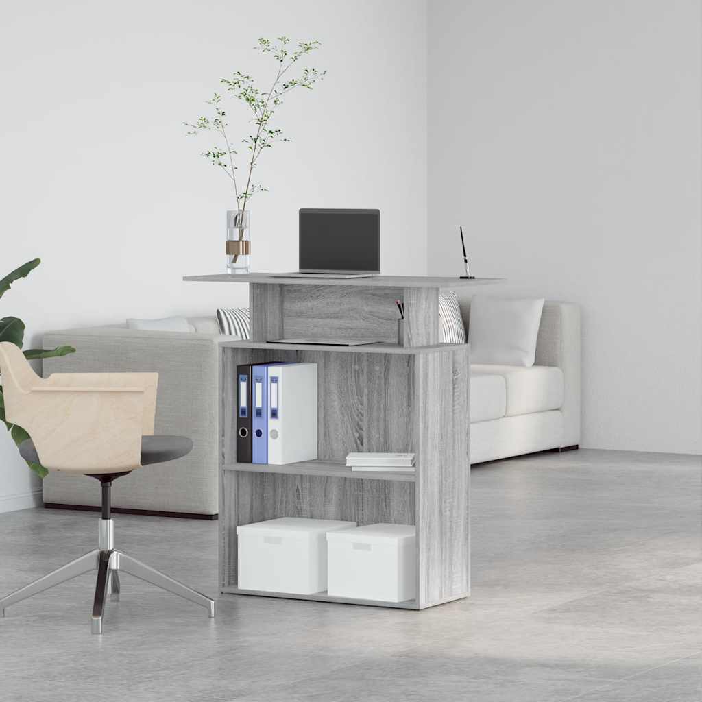 vidaXL Empfangstheke Grau Sonoma 100x40x104 cm Holzwerkstoff