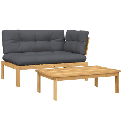 vidaXL Ensemble de 2 canapés de jardin en palettes avec coussins, bois d'acacia