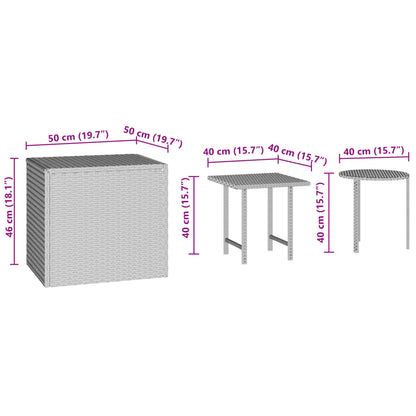 vidaXL Garten-Beistelltische 3 Stk. Schwarz Poly Rattan