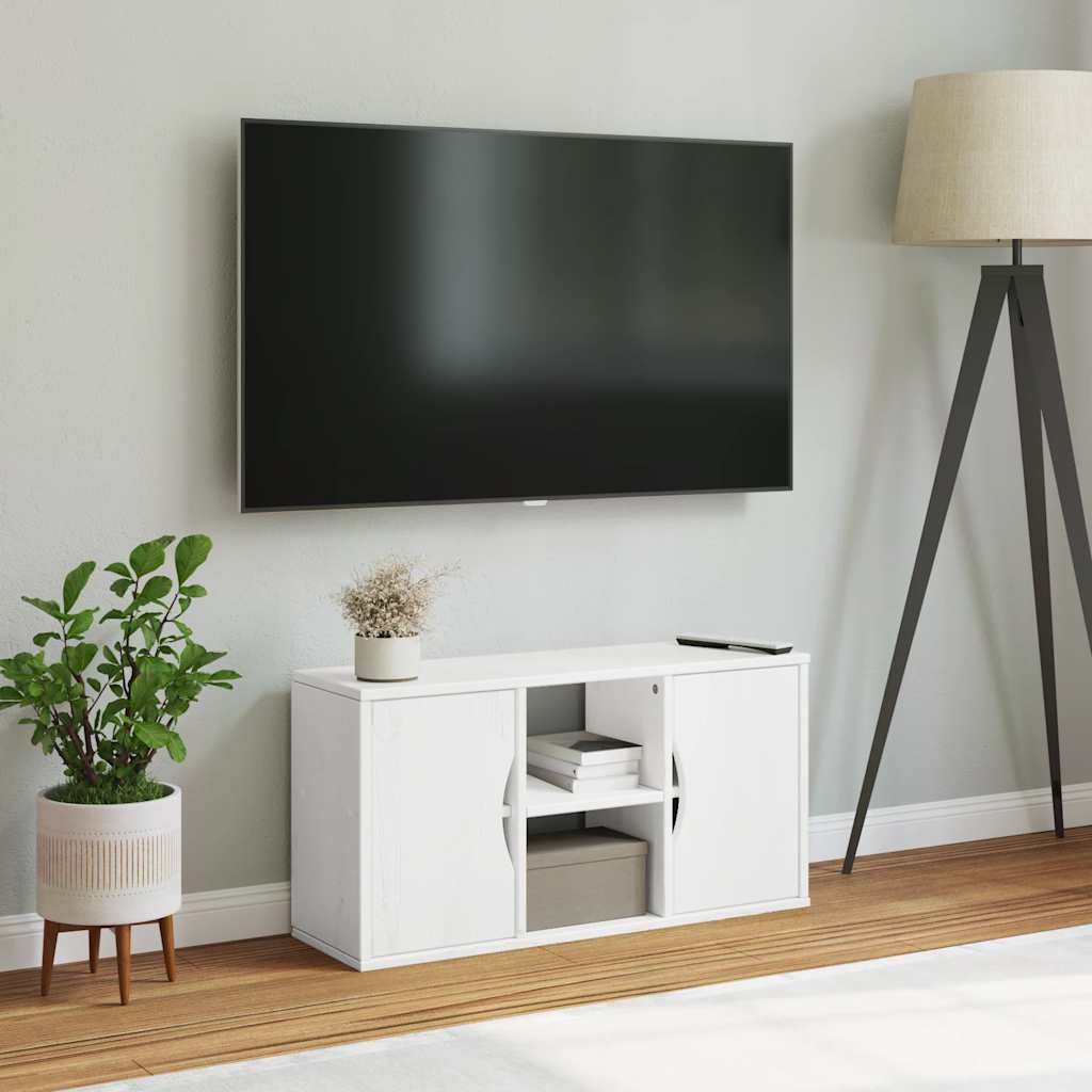 vidaXL Meuble TV ODDA Blanc 79x24x40 cm Bois de pin massif