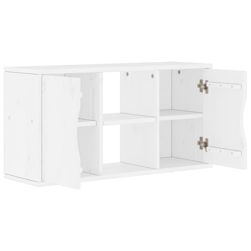 vidaXL Meuble TV ODDA Blanc 79x24x40 cm Bois de pin massif