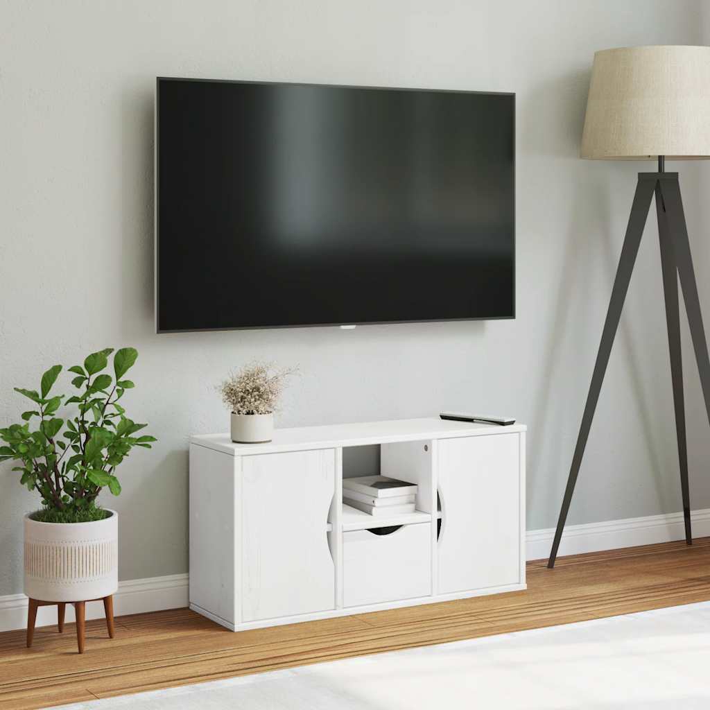 vidaXL Meuble TV avec tiroir Blanc 79x24x40 cm Pin massif