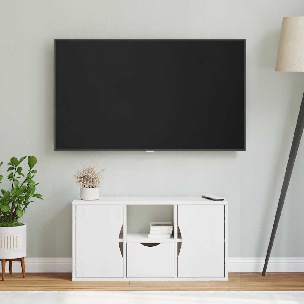 vidaXL Meuble TV avec tiroir Blanc 79x24x40 cm Pin massif