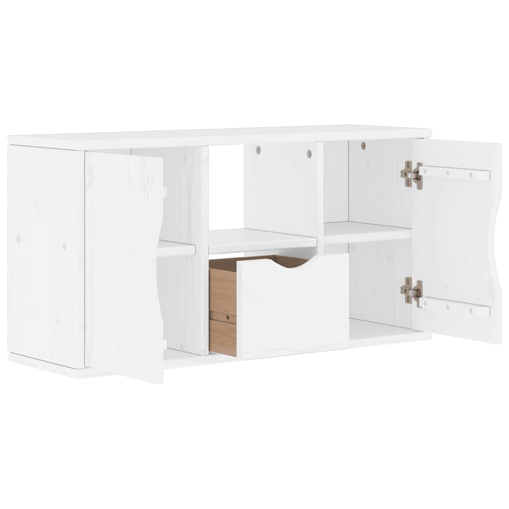 vidaXL Meuble TV avec tiroir Blanc 79x24x40 cm Pin massif