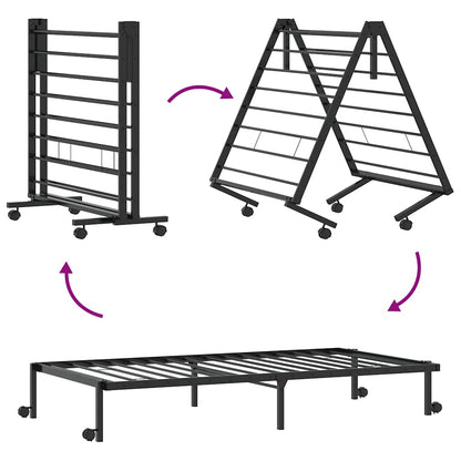 vidaXL Bettgestell ohne Matratze Klappbar Schwarz 75x190 cm Stahl
