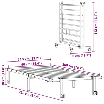 vidaXL Bettgestell ohne Matratze Klappbar Schwarz 90x200 cm Stahl