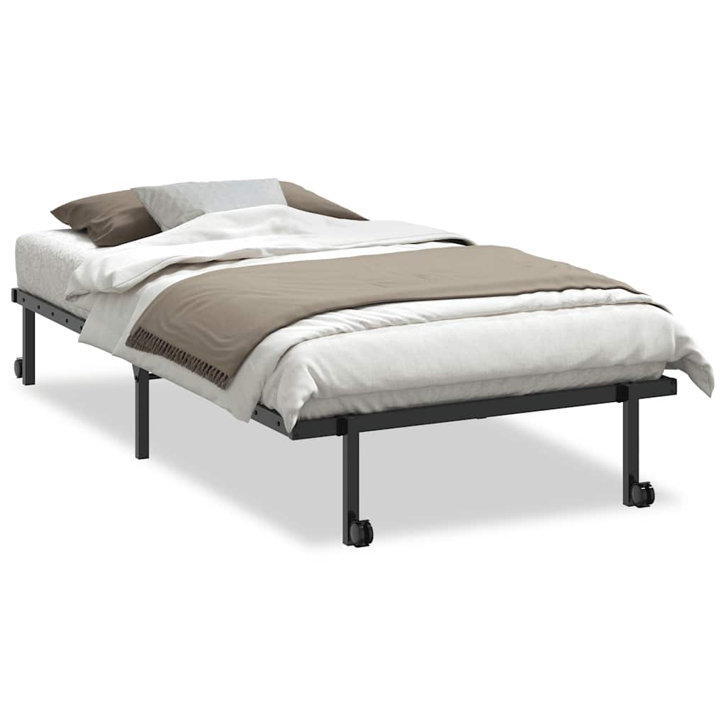 vidaXL Bettgestell ohne Matratze Klappbar Schwarz 100x200 cm Stahl