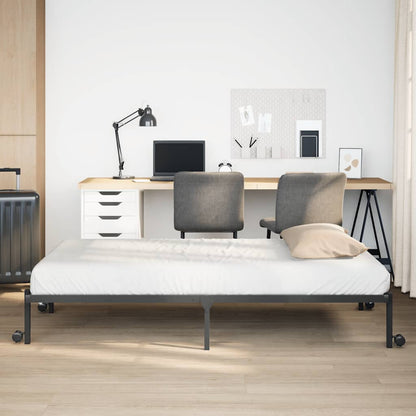 vidaXL Bettgestell ohne Matratze Klappbar Schwarz 100x200 cm Stahl