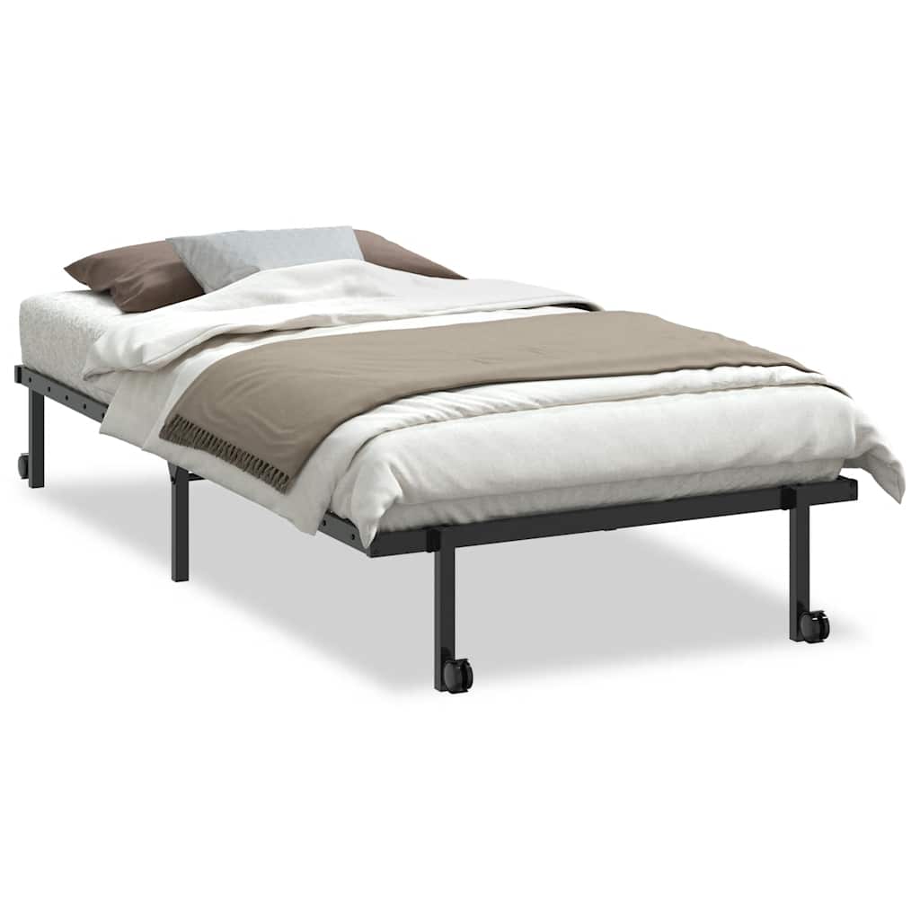 vidaXL Bettgestell ohne Matratze Klappbar Schwarz 107x203 cm Stahl