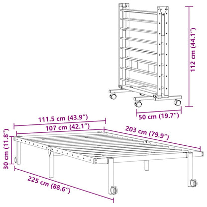 vidaXL Bettgestell ohne Matratze Klappbar Schwarz 107x203 cm Stahl