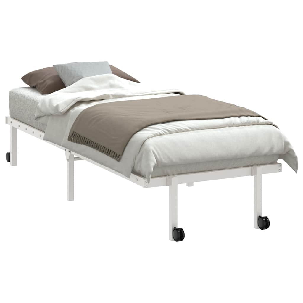 vidaXL Bettgestell ohne Matratze Klappbar Weiß 75x190 cm Stahl