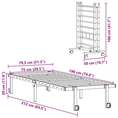 vidaXL Bettgestell ohne Matratze Klappbar Weiß 75x190 cm Stahl