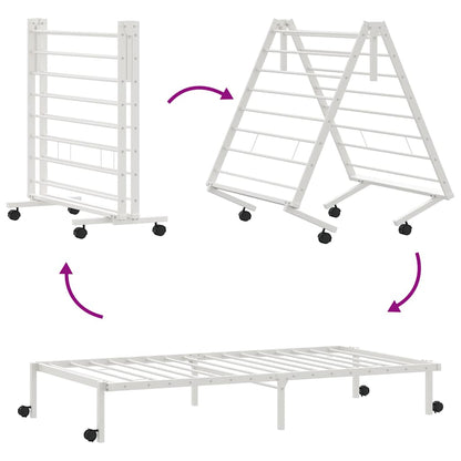 vidaXL Bettgestell ohne Matratze Klappbar Weiß 75x190 cm Stahl