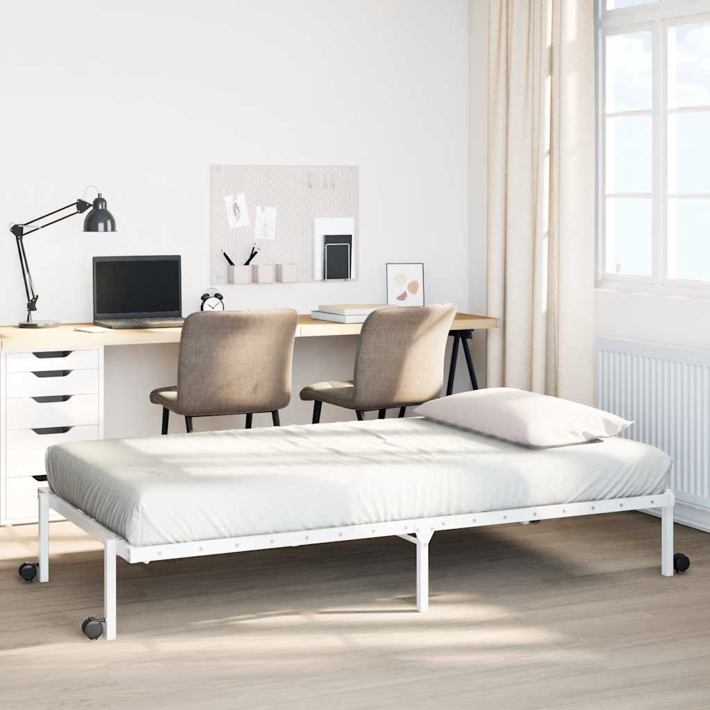 vidaXL Bettgestell ohne Matratze Klappbar Weiß 75x190 cm Stahl