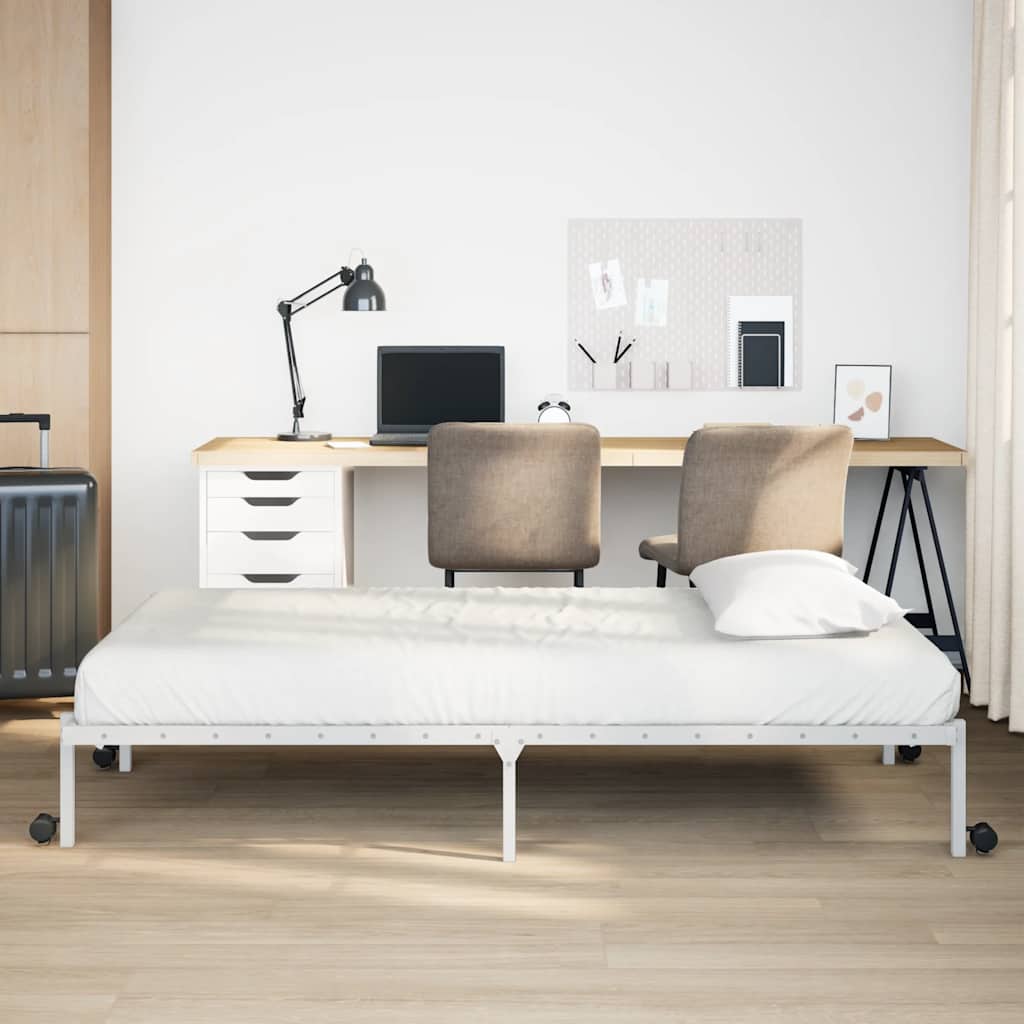 vidaXL Bettgestell ohne Matratze Klappbar Weiß 90x190 cm Stahl