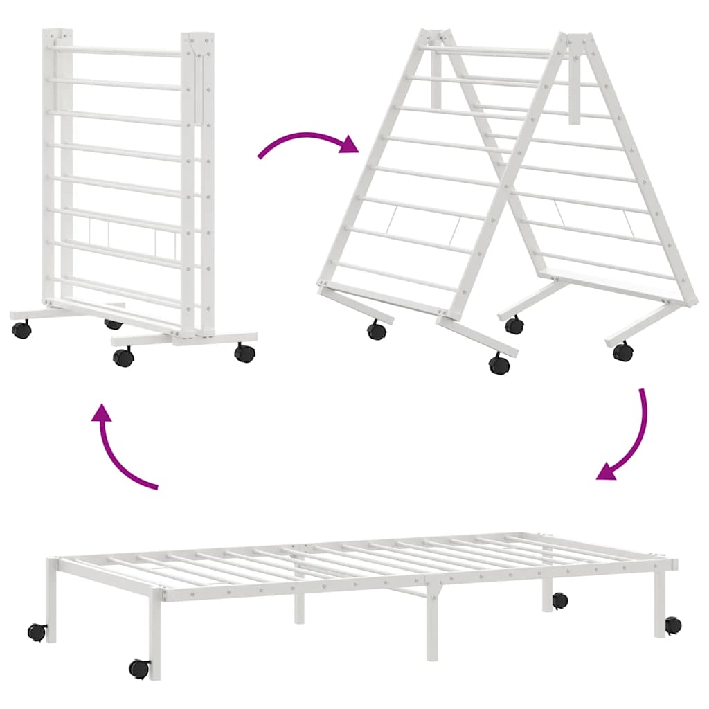vidaXL Bettgestell ohne Matratze Klappbar Weiß 90x190 cm Stahl