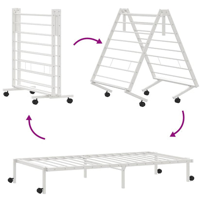 vidaXL Bettgestell ohne Matratze Klappbar Weiß 90x190 cm Stahl