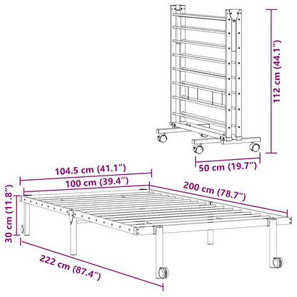 vidaXL Bettgestell ohne Matratze Klappbar Weiß 100x200 cm Stahl