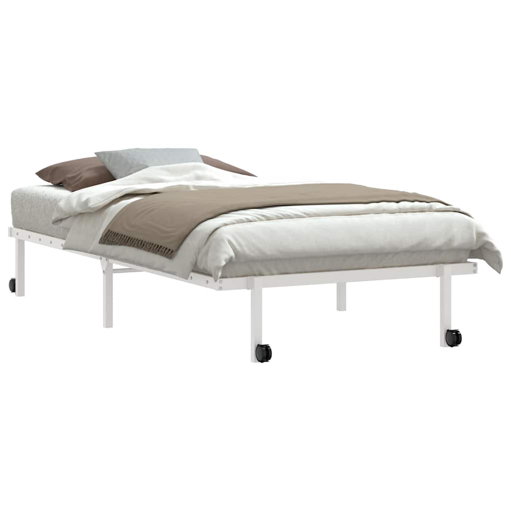 vidaXL Bettgestell ohne Matratze Klappbar Weiß 107x203 cm Stahl