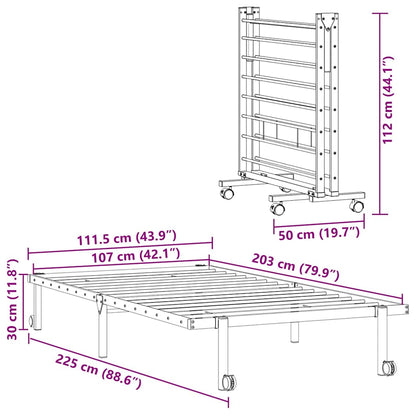 vidaXL Bettgestell ohne Matratze Klappbar Weiß 107x203 cm Stahl