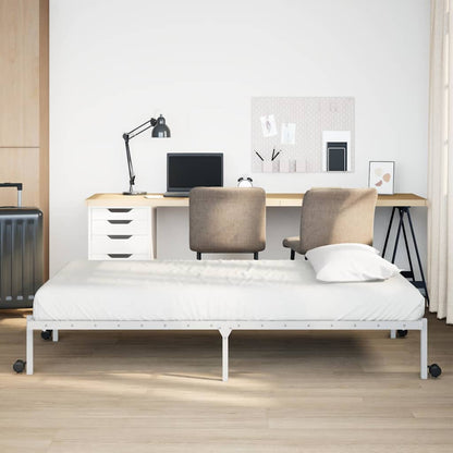vidaXL Bettgestell ohne Matratze Klappbar Weiß 107x203 cm Stahl