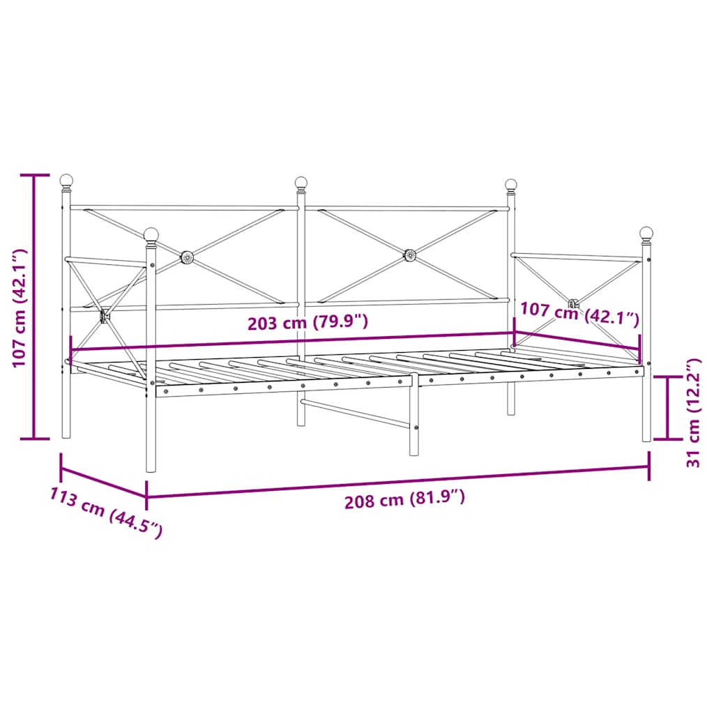 vidaXL Etagenbett ohne Matratze Schwarz 107x203 cm Stahl