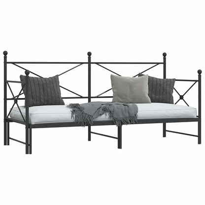 vidaXL Tagesbett Ausziehbar ohne Matratze Schwarz 75x190 cm Stahl