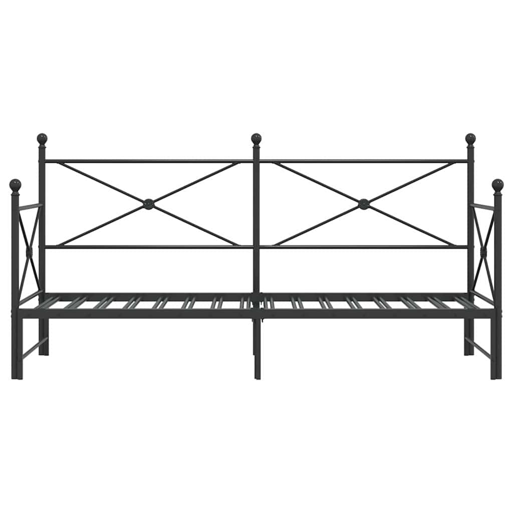 vidaXL Tagesbett Ausziehbar ohne Matratze Schwarz 75x190 cm Stahl