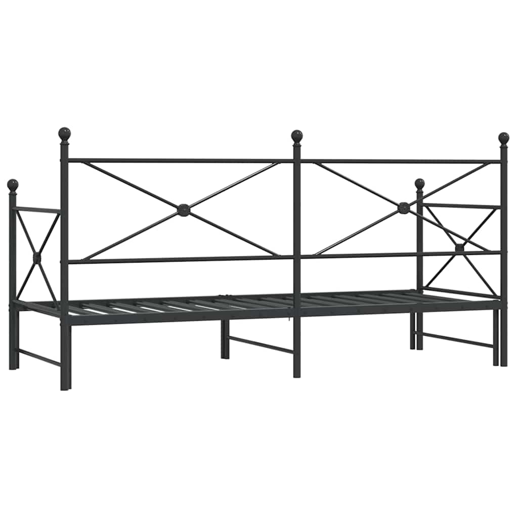 vidaXL Tagesbett Ausziehbar ohne Matratze Schwarz 75x190 cm Stahl