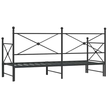 vidaXL Tagesbett Ausziehbar ohne Matratze Schwarz 75x190 cm Stahl